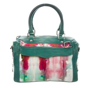 Rebecca Minkoff canvas tie dye green leather shoulder purse